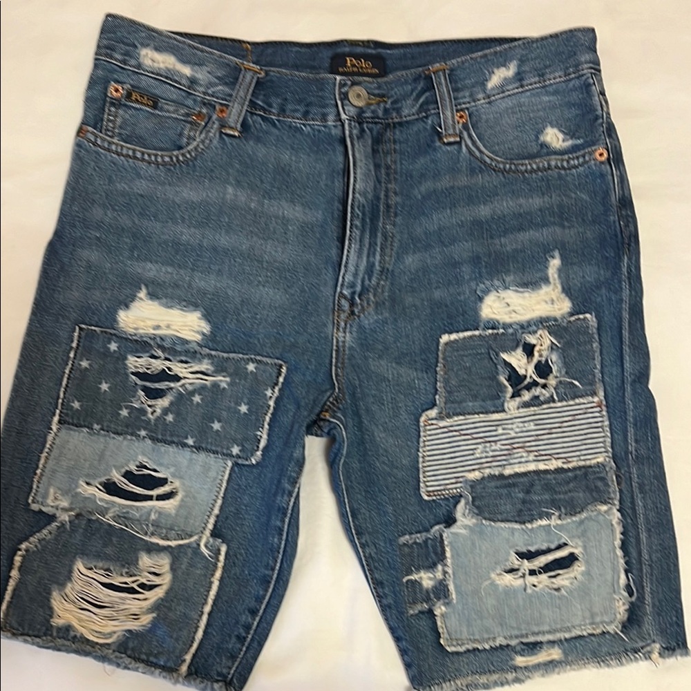Polo by Ralph Lauren Boys Distressed Denim Shorts - Blue